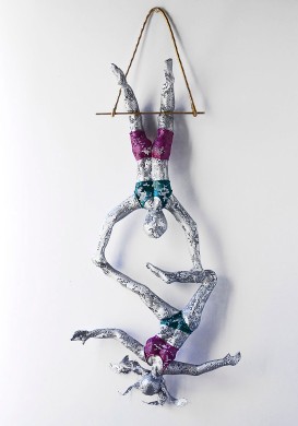 Trapeze artists - Acrobats sculpture - wire mesh sculpture - home decor
