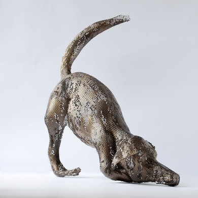 Metal sculpture - dog sculpture - home decor - Wire mesh sculpture - Contemporary art