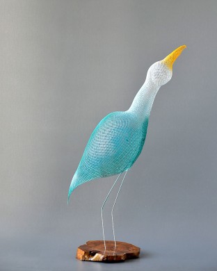 Metal bird sculpture, Contemporary metal art, bird figurines, abstract bird art, Decorative art, rainbow bird