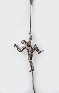 Contemporary art, Climbing man sculpture, Decorative art, wall hanging, abstract 3d metal wall sculpture