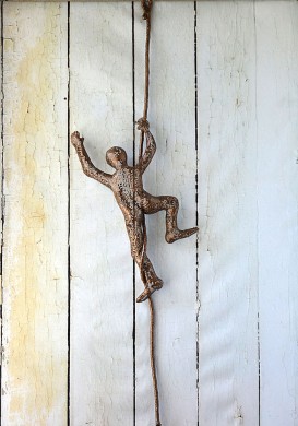 Climbing woman sculpture, wire mesh sculpture, wall hanging, Contemporary metal wall art