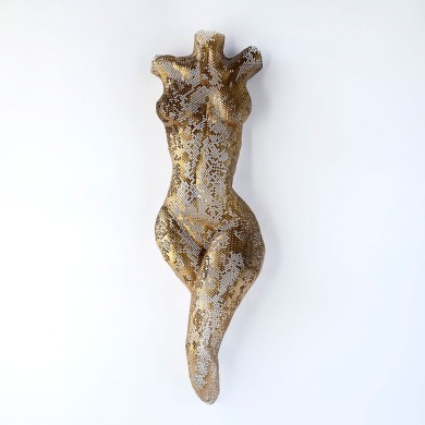 Sexy nude woman's torso, Metal wall art, wire mesh sculpture, freestanding sculpture, contemporary art