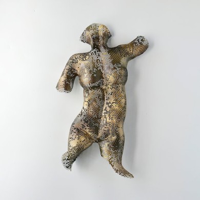 Sexy nude metal torso, wire mesh sculpture, abstract torso metal wall art sculpture metal sculpture