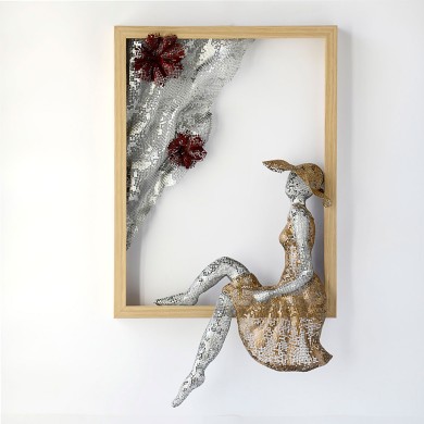 Framed art - women sculpture - Housewarming gift - Metal wall art